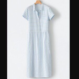 Poetry linen and cotton striped midi shirt dress, US Size 6 (UK10)